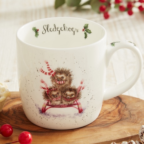 Wrendale-Tasse – Schlitten fahrender Igel