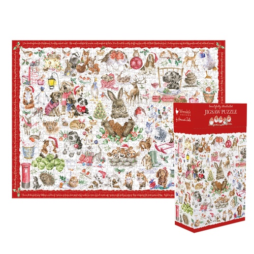 Wrendale-Puzzle mit 1000 Teilen – Weihnachten auf dem Land