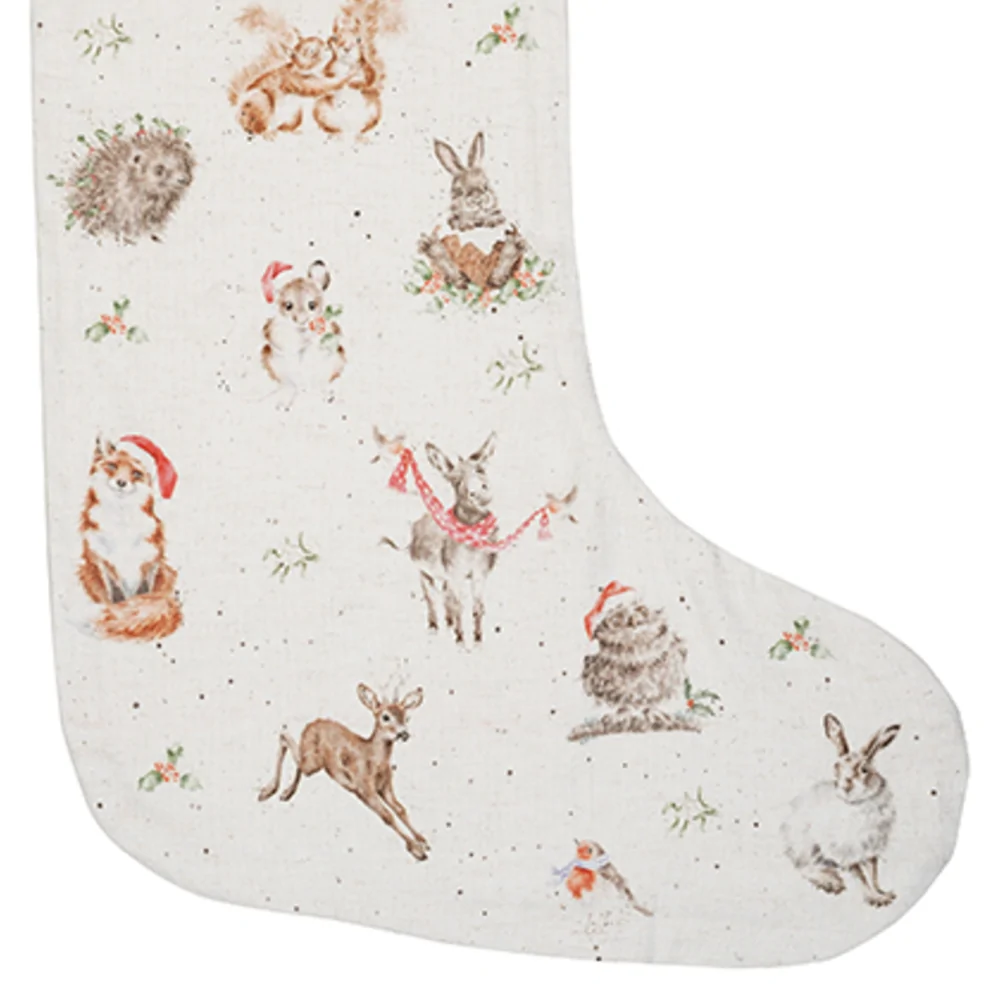 Chaussette de Noël Wrendale - Animaux de la forêt en hiver - Image 3