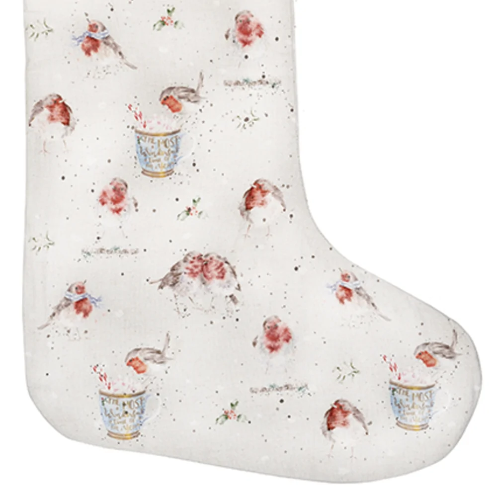 Chaussette de Noël Wrendale - Vœux de Noël du rouge-gorge - Image 3