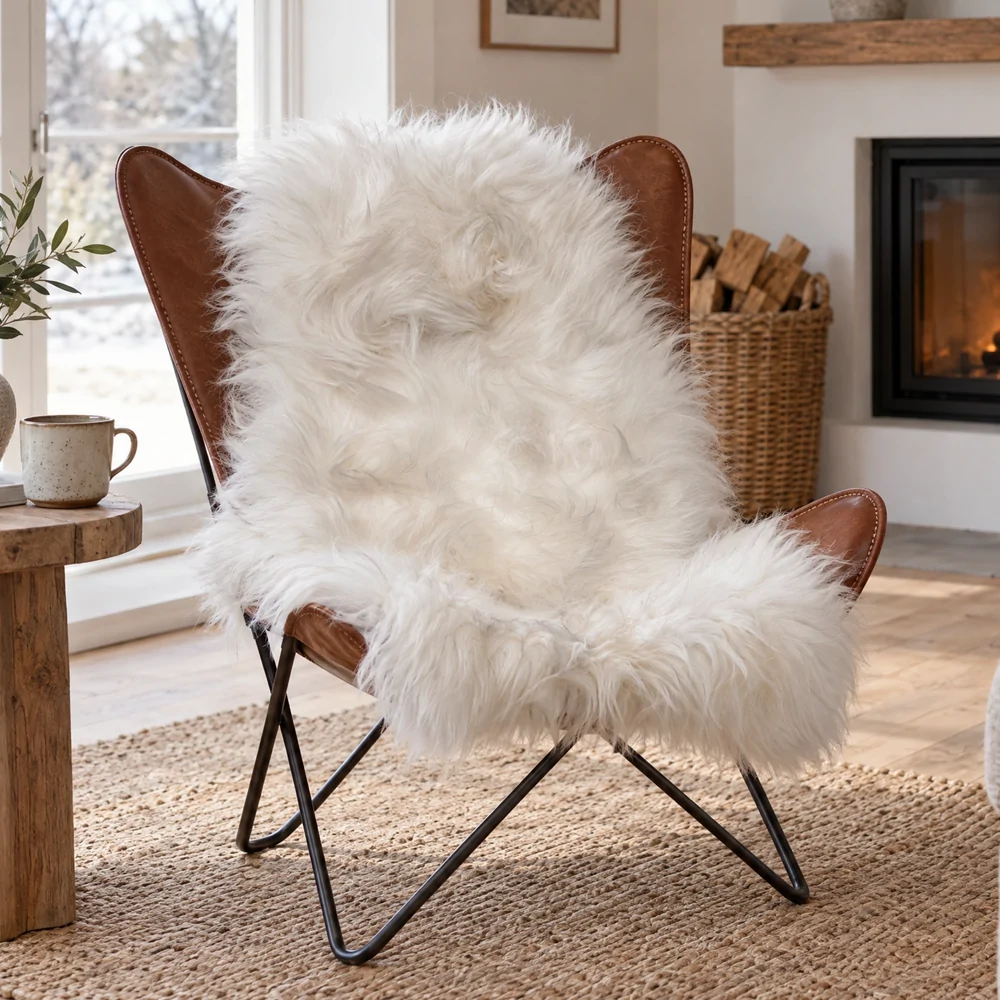 Peau d’agneau islandaise SoftSheep - Blanche, poils longs