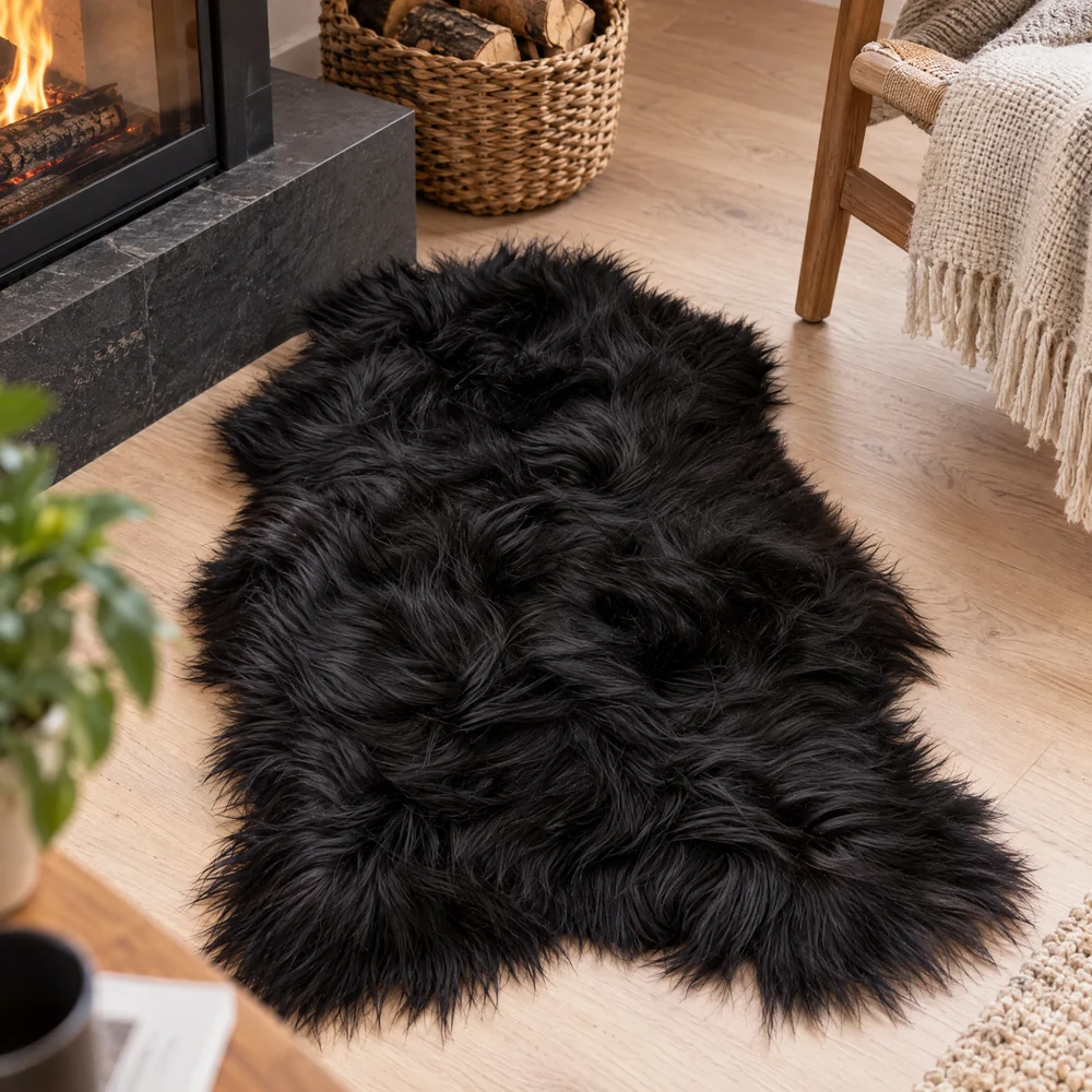Peau d’agneau islandaise SoftSheep - Noire, poils longs - Image 2