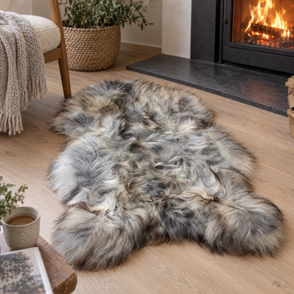 Peau de mouton islandaise SoftSheep - Grise, poils longs - Image 2