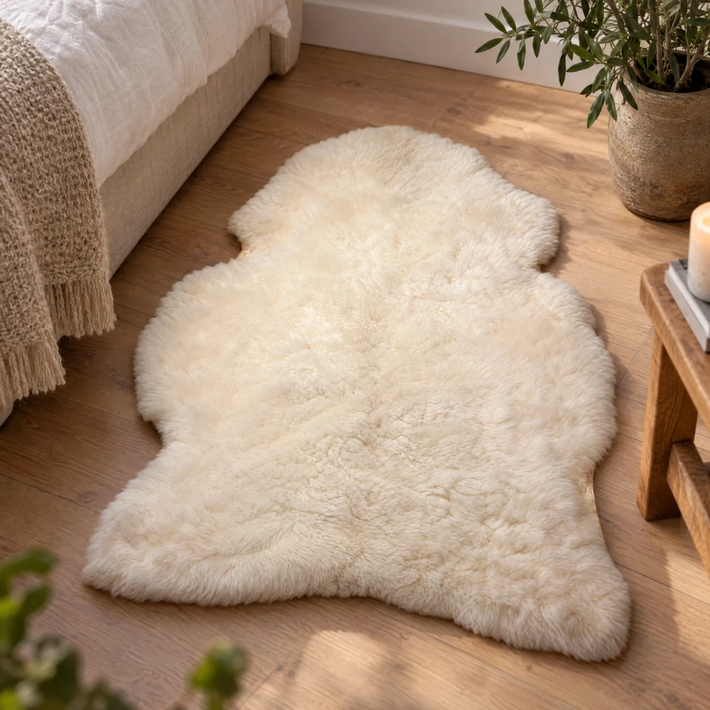 Peau d’agneau islandaise SoftSheep - Blanche, poils courts