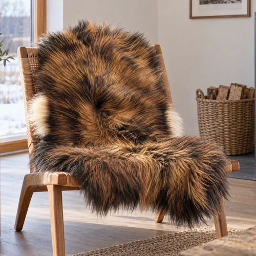 SoftSheep Isländisches Lammfell – Schwarz/Braun, langhaarig