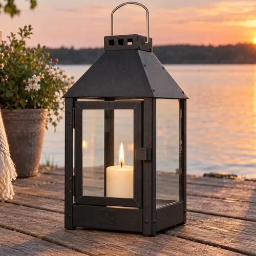 A2 Living lantaarn van staal, zwart - 33 cm