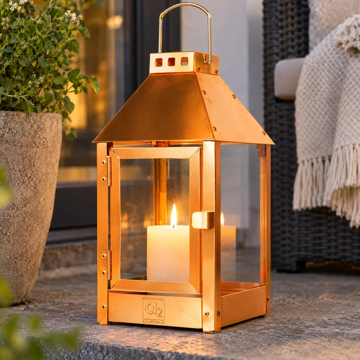 A2 Living Laterne aus echtem Kupfer - 33 cm