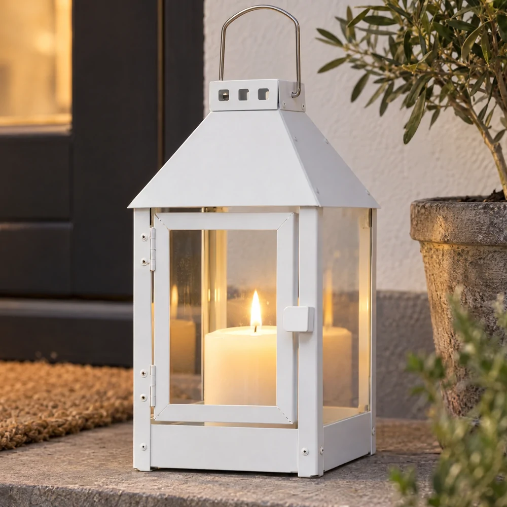 A2 Living steel lantern, white - 25 cm