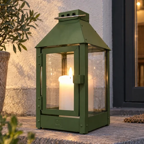 A2 Living steel lantern, olive green - 33 cm