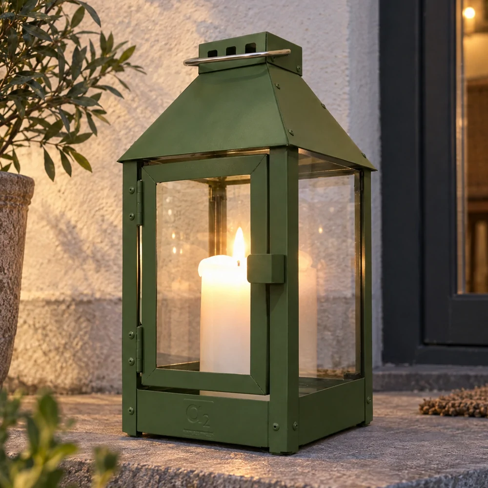 A2 Living steel lantern, olive green - 33 cm