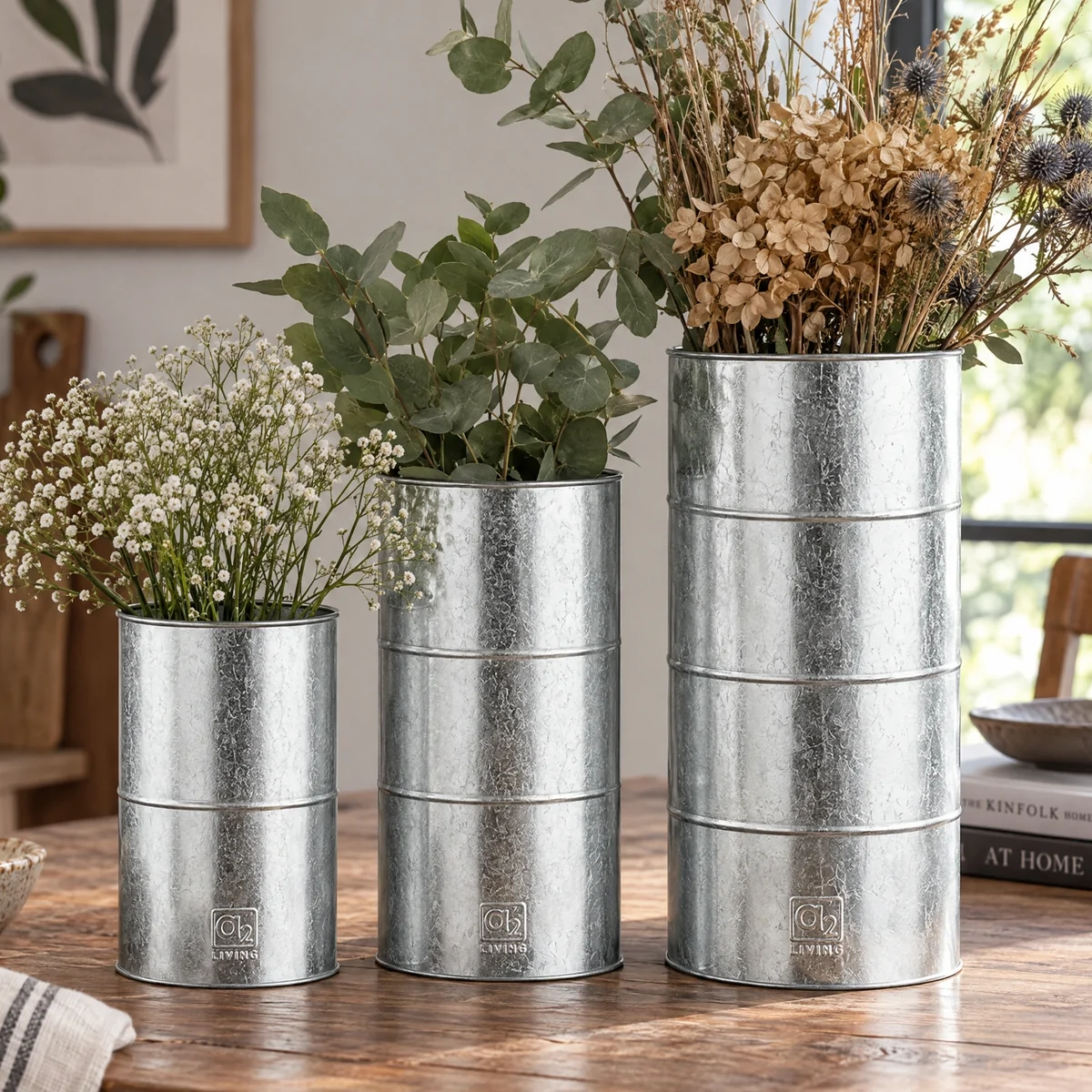 Vases A2 Living, 3 pièces - galvanisées