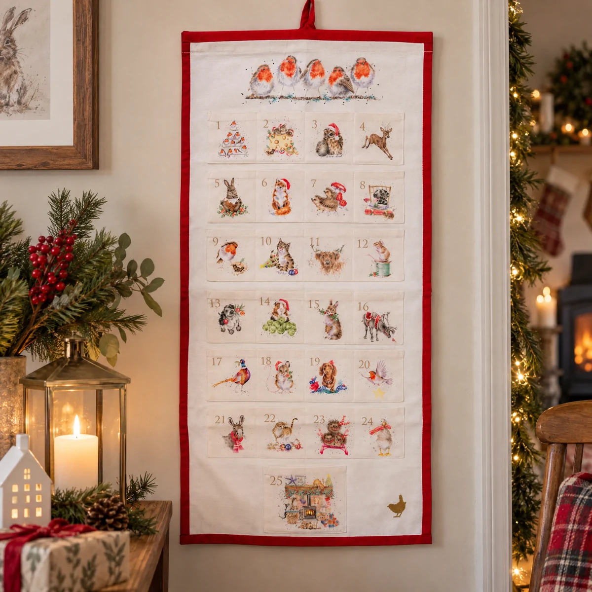 Wrendale Stoff-Adventskalender mit Tieren