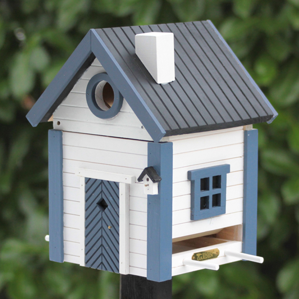 Wildlife Garden vogelhuis/voederautomaat - wit/blauw