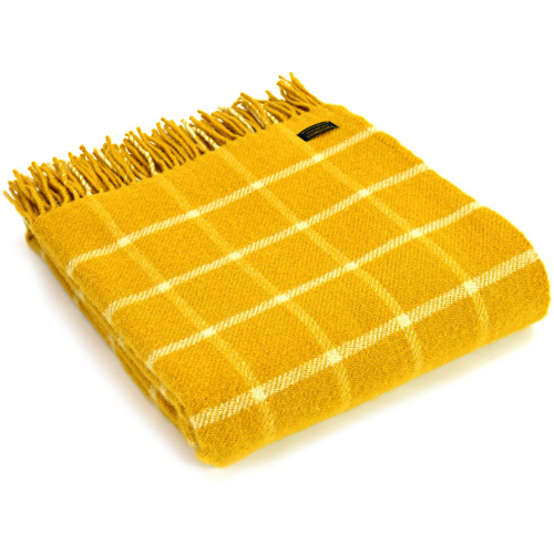 Plaid en laine Tweedmill - carreaux jaunes
