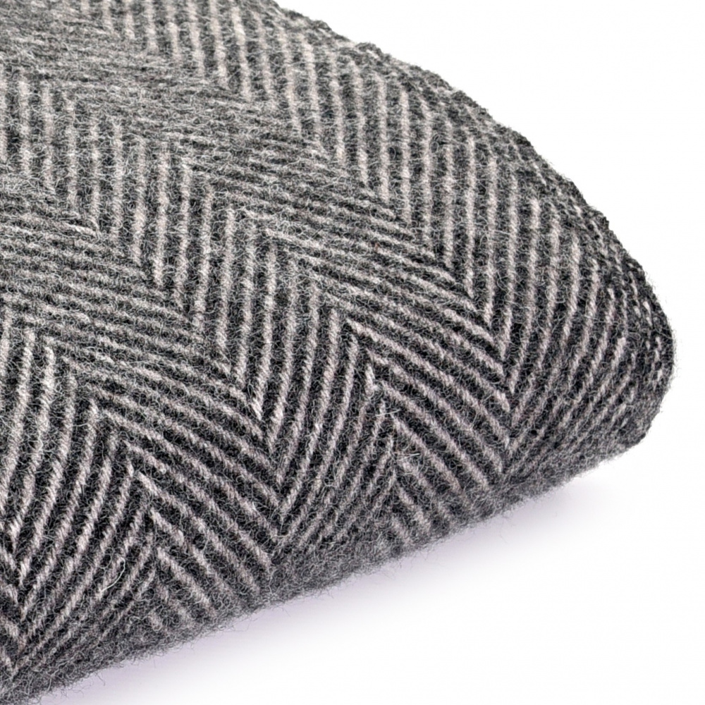 Plaid en laine Tweedmill - Chevrons anthracite/argent - Image 2