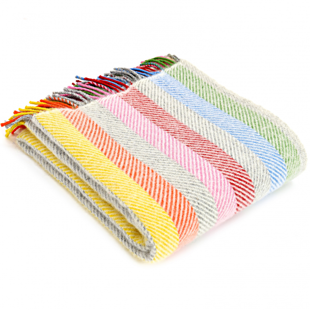 Tweedmill Wolldecke - Stripe Rainbow Grey