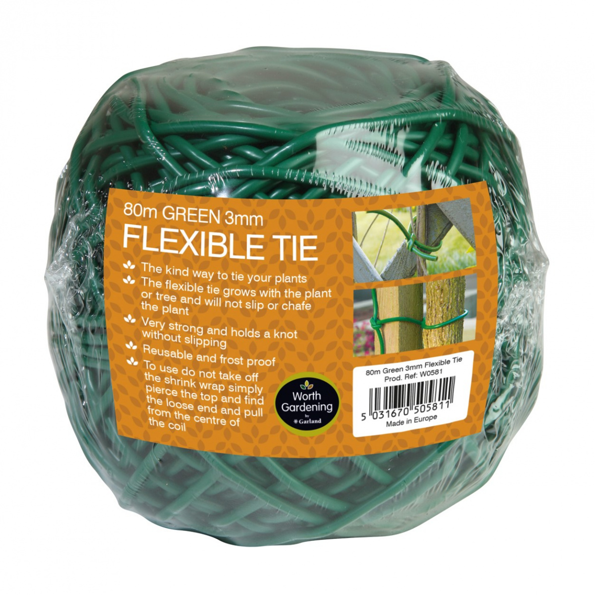 Garland flexibel uppbindningssnöre, 60 m - grön