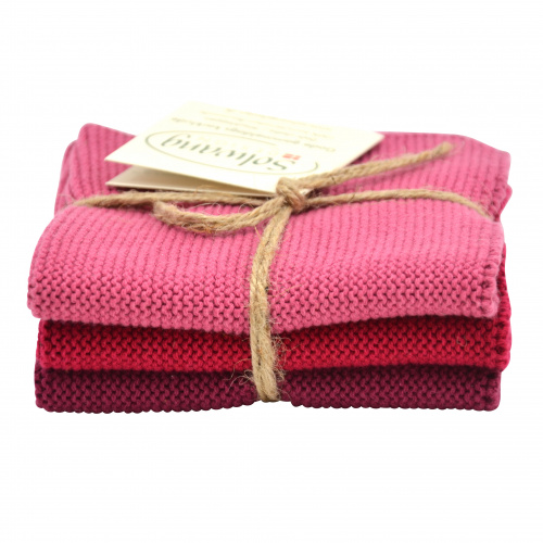 Lavettes Solwang, 3 pièces - assortiment bordeaux