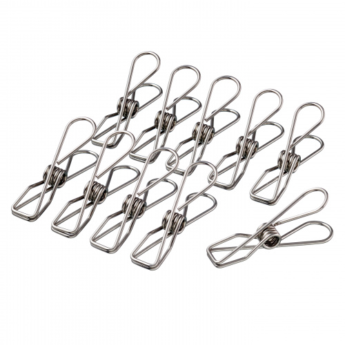 Pulito tøjklemmer i rustfrit stål, 10 stk.