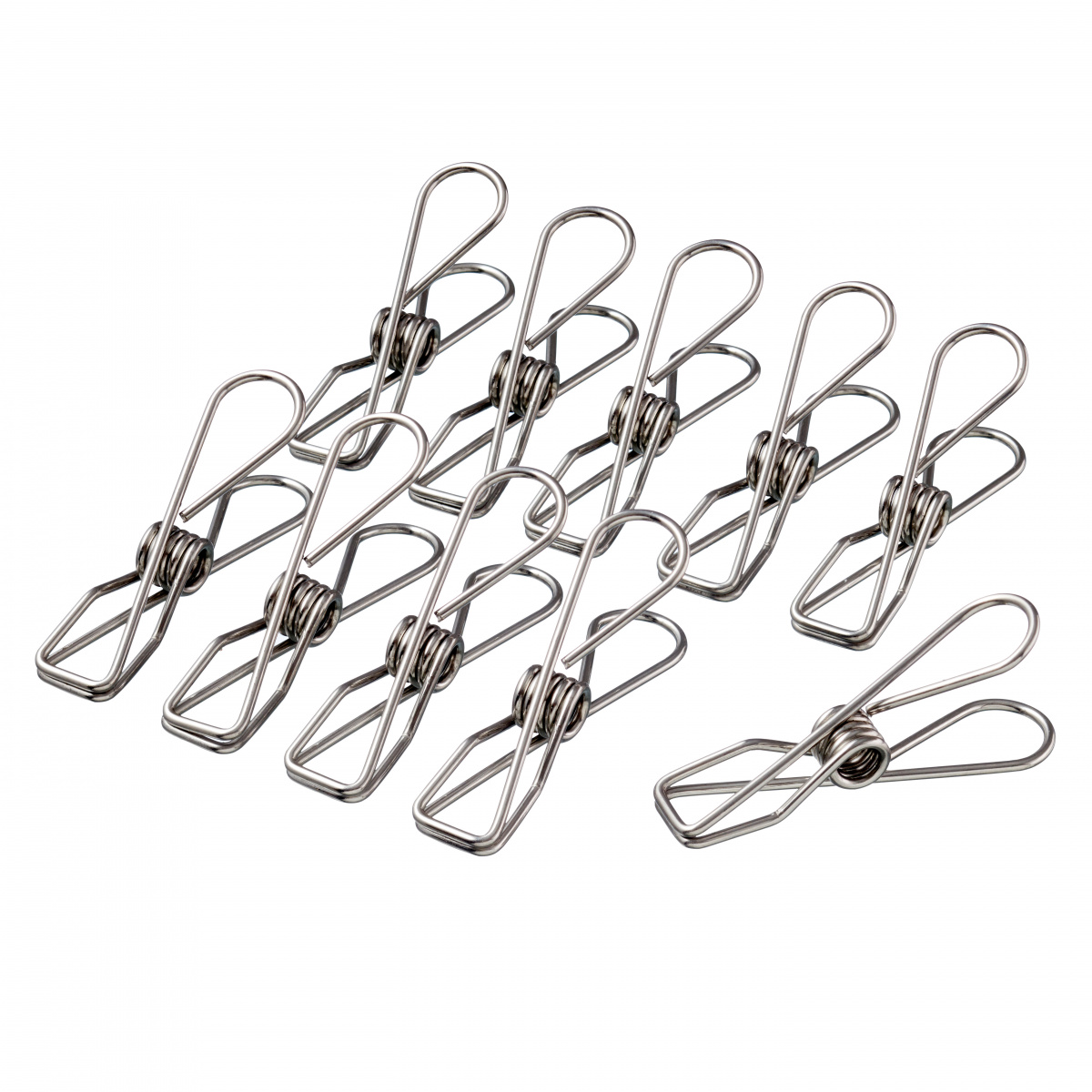 Pulito tøjklemmer i rustfrit stål, 10 stk.