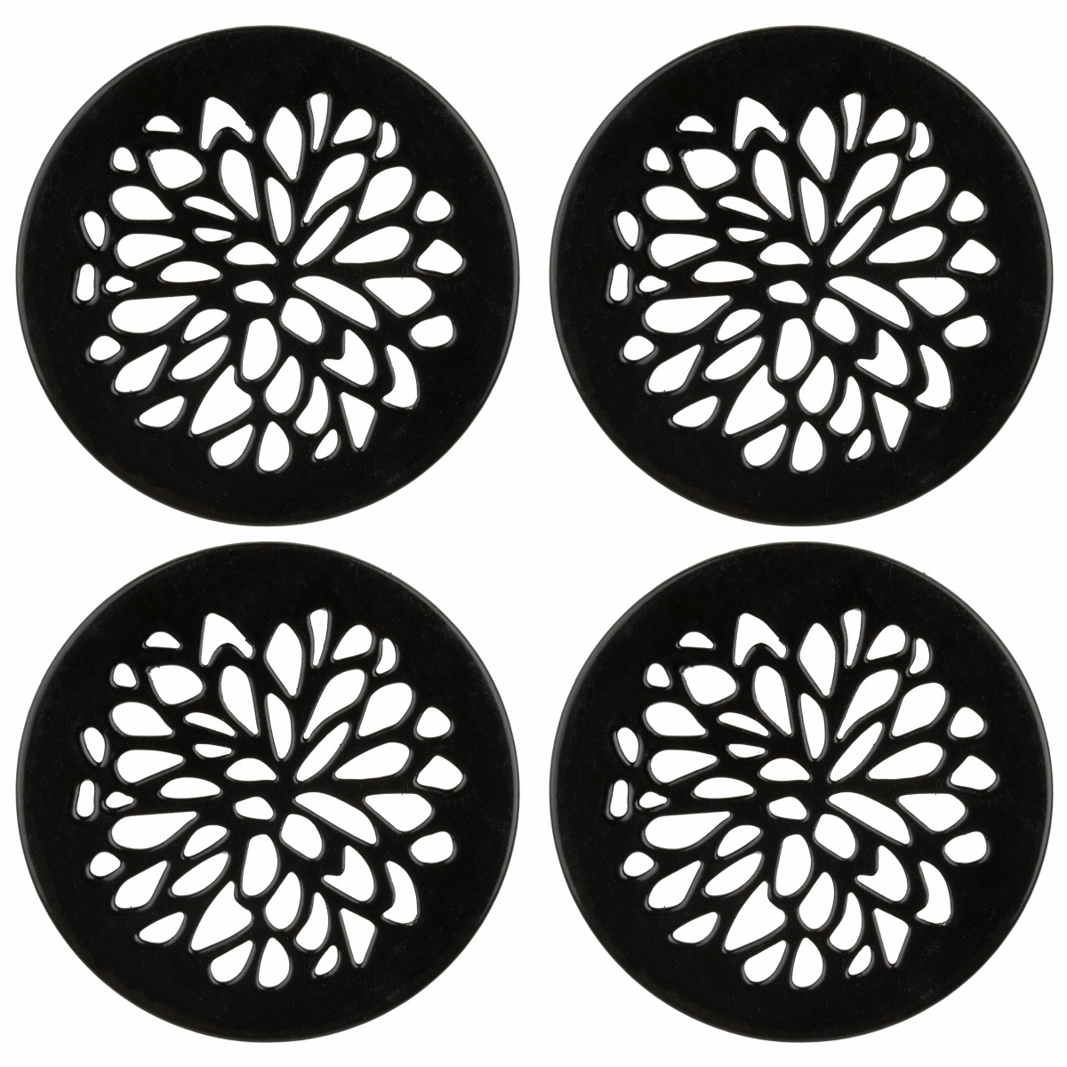 Wildlife Garden tafelkleedmagneten, 4 stuks - zwart