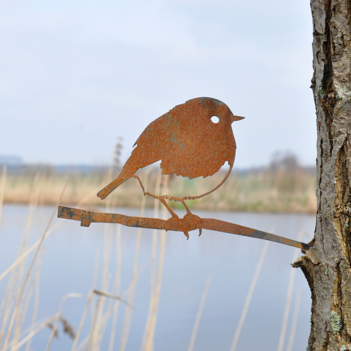 Metalbird Vogel aus Cortenstahl - Rotkehlchen