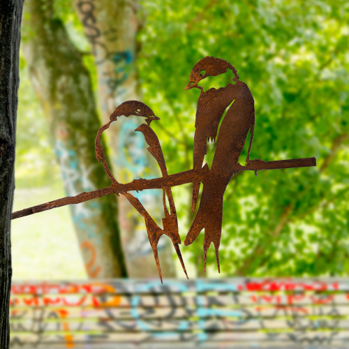 Metalbird vogel van cortenstaal - zwaluwen