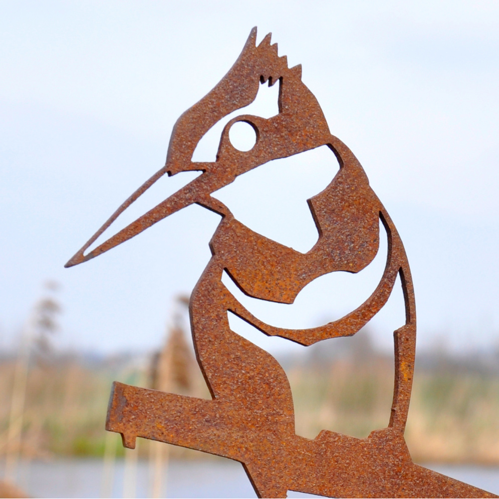 Metalbird fugl i cortenstål - isfugl - Billede 2