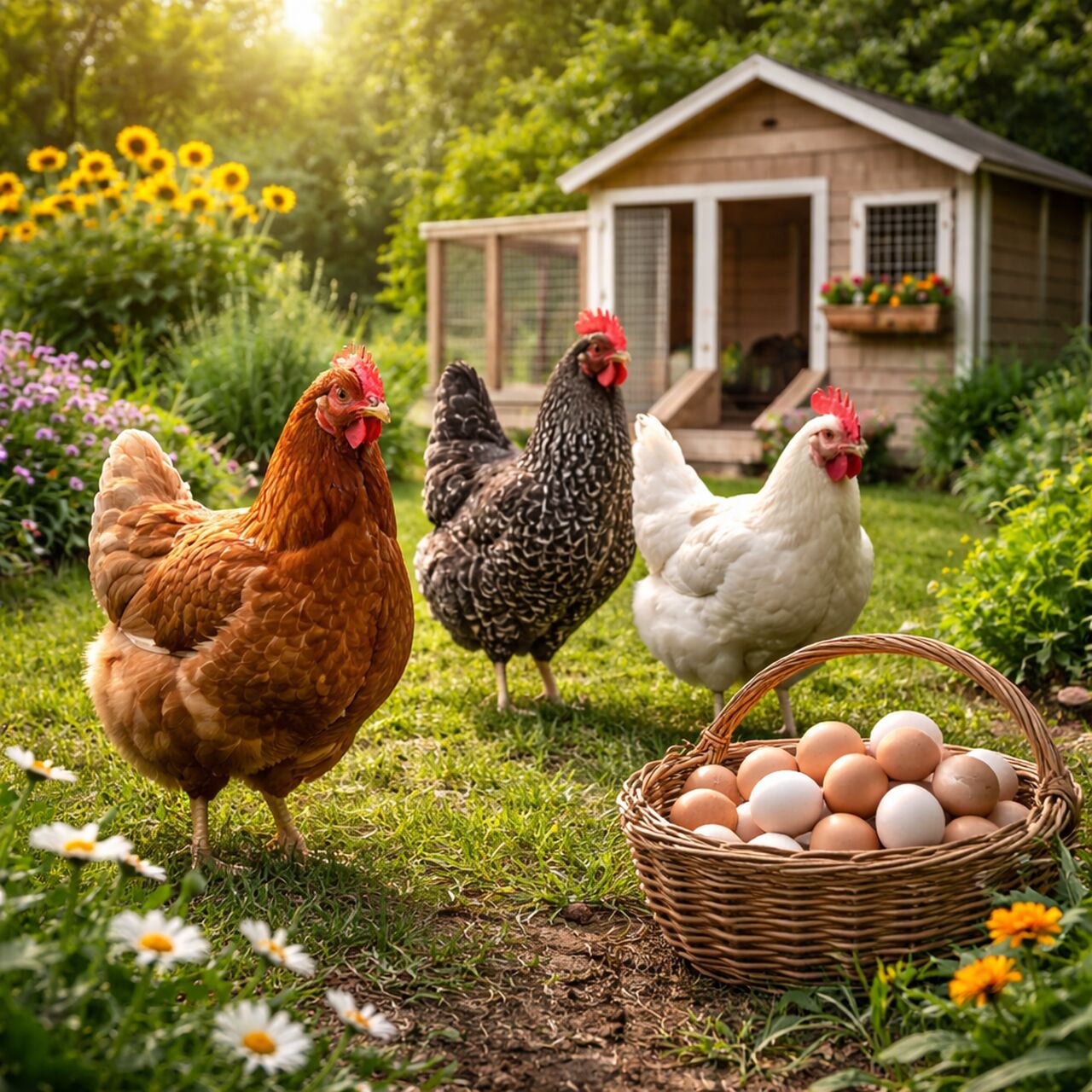 Chickens in the garden