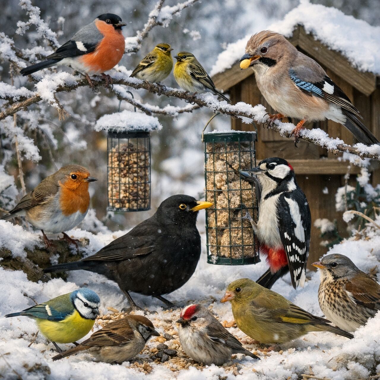 Winter birds in the garden