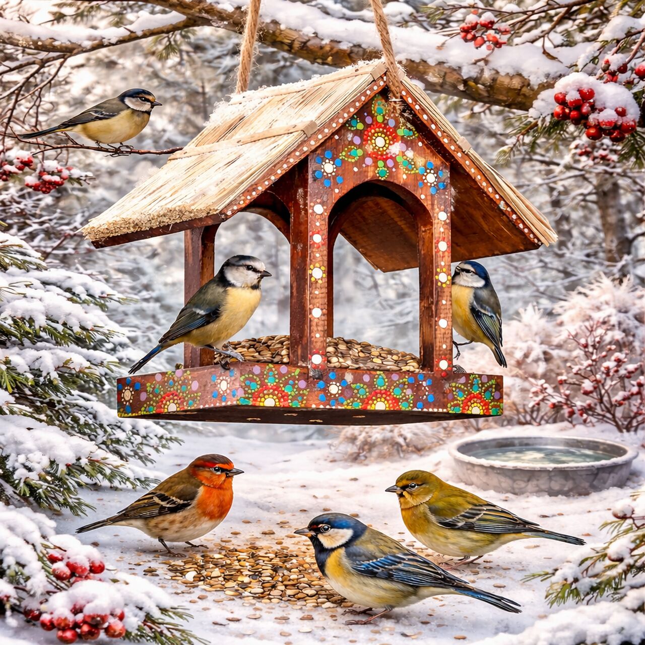 Cleaning a bird feeder